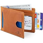 SERMAN BRANDS RFID Blocking Slim Bifold Genuine Leather Thin Minimalist Front Pocket Wallets for Men Billfold Wallet Men Gift