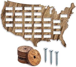 Bright Creations USA Wood Wine Cork Holder Board Map for Wall Decor, Dark Brown, 20 x 12 Inches