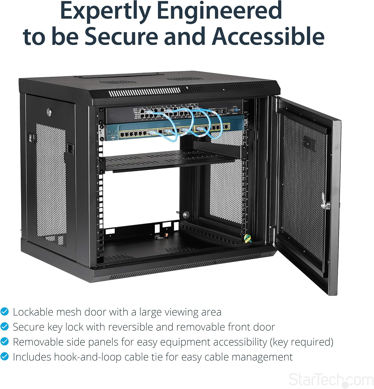 StarTech.com 2-Post 9U Wall Mount Network Cabinet w/ 1U Shelf - Image 4