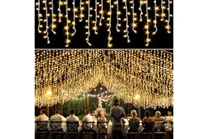 NIELFOI 66ft Icicle Lights for Outside - 640 LED Christmas Lights Outdoor with 120 Drops 8 Modes, Plug in Twinkle Light Outside for Holiday Wedding Party Tree Room Indoor Thanksgiving Decoration, Warm White