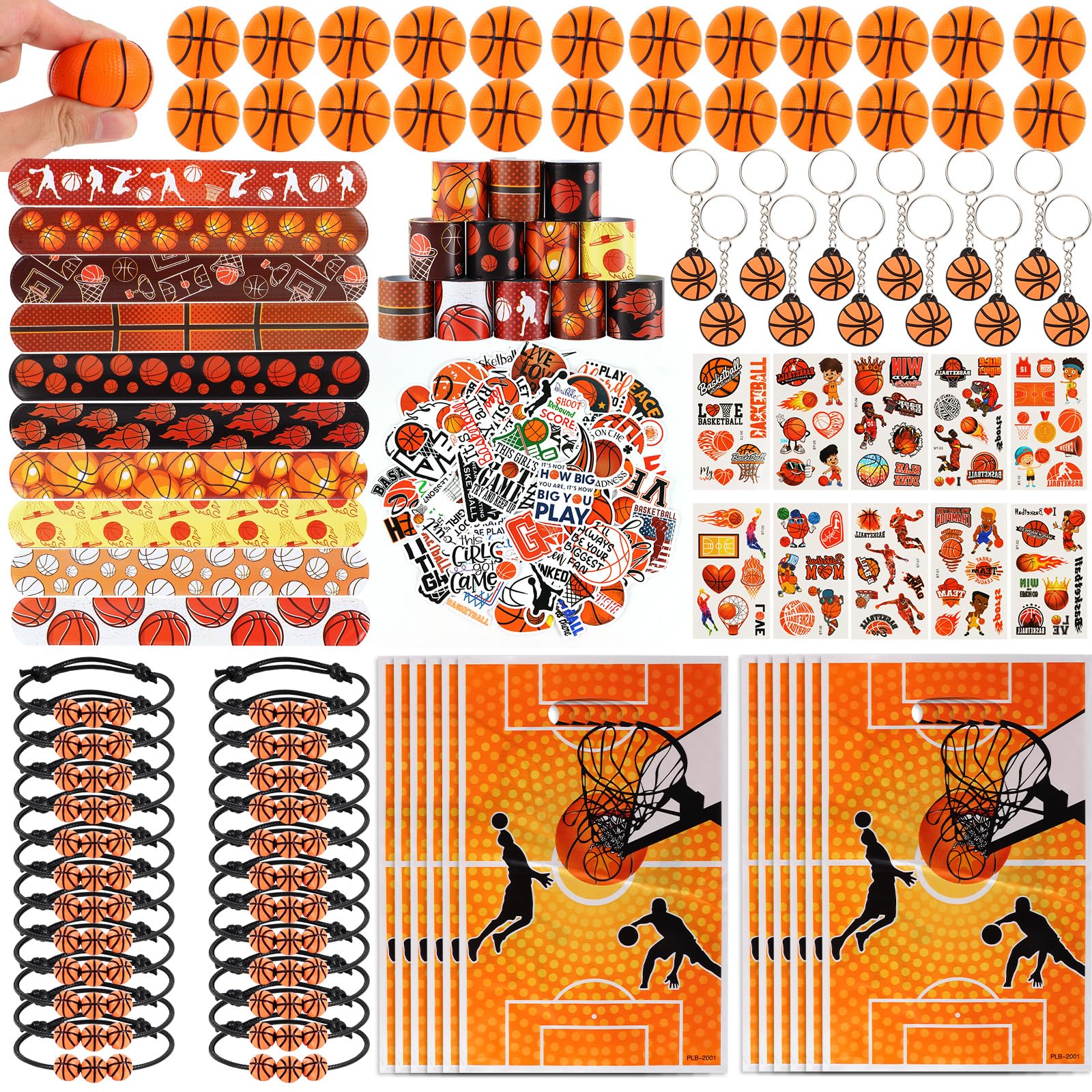 Kolewo4ever 294 Pieces Basketball Party Supplies Set Bulk Sports Goodie Bag Fillers for Sports Party Gifts Bags (Basketball)