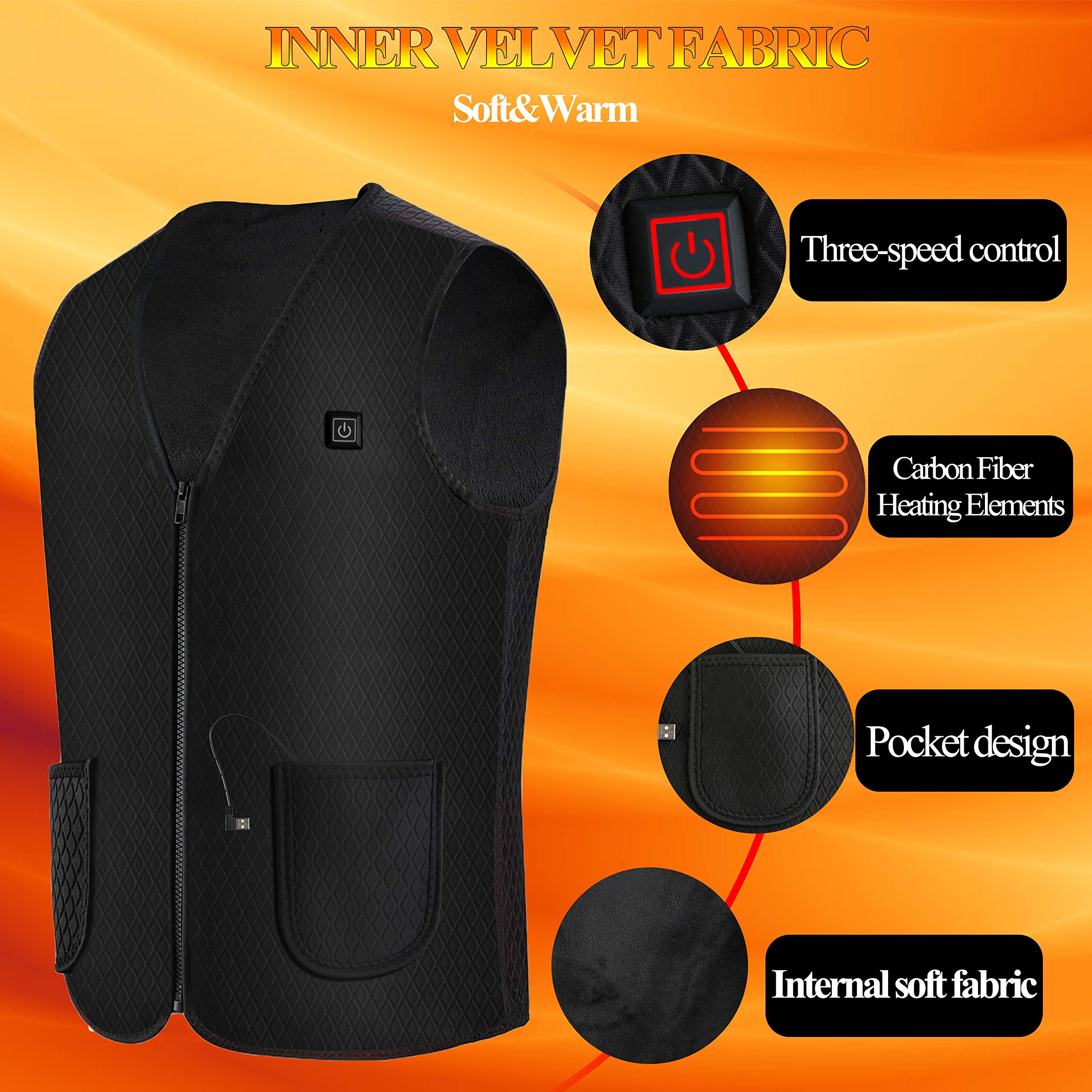 Begleri Heated Vest for Men Women - Electric USB Heating Vest, Heated Motorcycle Vest for Winter Sports