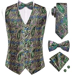 Hi-Tie Mens Suit Vest Bowtie Set Ties for Men V