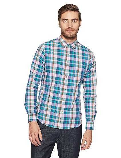 united colors of benetton men's checkered casual shirt