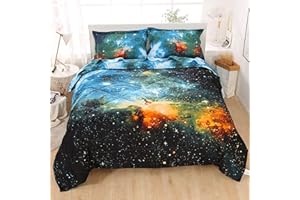 Wowelife Full Bedding Sets for Girls and Boys 5-Piece, Premium Galaxy Bed in a Bag, 3D Galaxy Comforter Set, Comfortable and Soft Kids Bedding Set(Full, Coloful Galaxy)