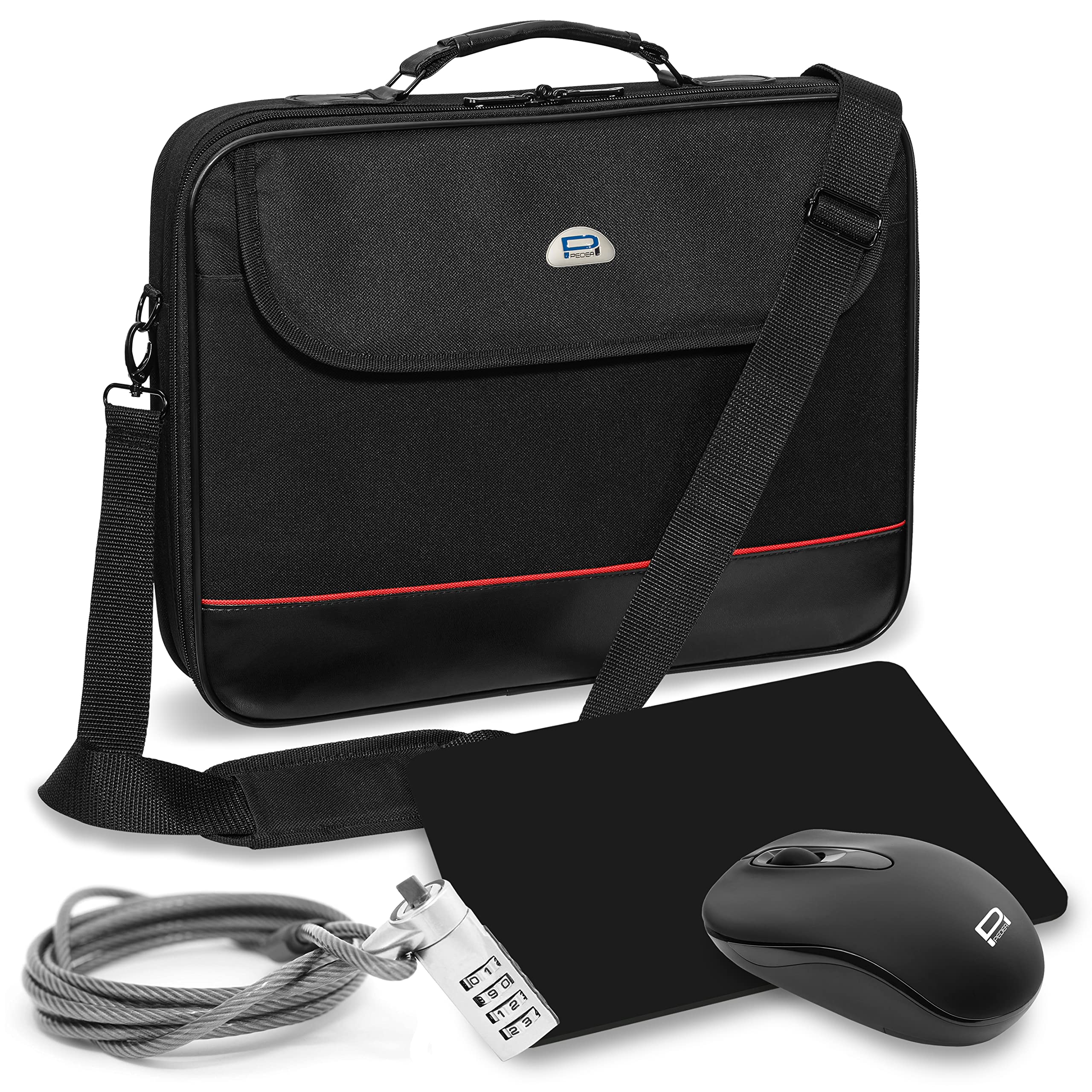 PEDEA laptop bag "Trendline" notebook bag starter kit up to 17.3 inches (43.9 cm) with wireless mouse, mouse pad and notebook lock, black