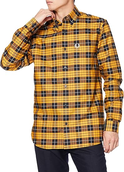 Amazon フレッドペリー 長袖シャツ Tartan Oxford Shirt M9514 メンズ Amber Uk S 日本サイズm相当 シャツ 通販