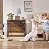 Yaheetech Indoor Dog Crate Furniture End Table with Cushion and Double Doors view 2