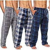 Active Club 3 Pack Mens Fleece Pajama Pants - Plaid Lounge Bottoms with Pockets (S- 3X)