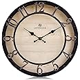 Lafocuse 12 Inch Retro Wall Clock Black Silent with 3D Numerals, Vintage Farmhouse Clocks for Living Room Kitchen Home Decor
