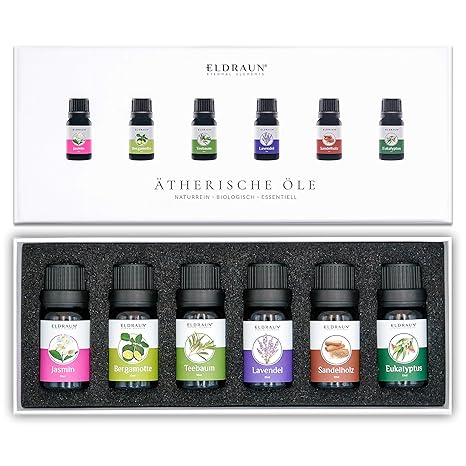 Ätherische Öle von ELDRAUN® • Zur Aromatherapie • 100% naturrein • Duftöle Set für Diffuser Natur-Kosmetik • 6 x 10 ml • Euka