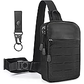 MOZETO Tactical Sling Bag Small YKK Zipper Mens EDC Crossbody Work Tool Utility Bag with Tactical Keychain
