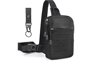 MOZETO Tactical Sling Bag Small YKK Zipper Mens EDC Crossbody Work Tool Utility Bag with Tactical Keychain
