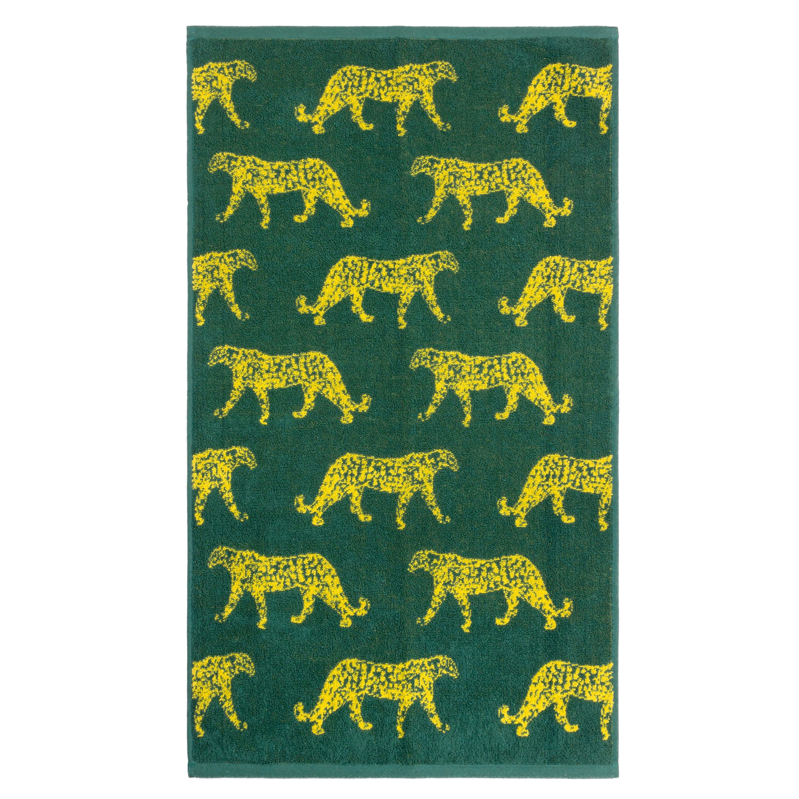 furn. Leopard Hand Towel, Cotton, Teal,50 x 85cm