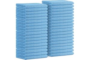 Avalon Towels Microfiber Cleaning Cloths (Value Pack of 36) Size 16" x 16", Highly Absorbent Cleaning Rags, Lint Free Cleaning Towels, Reusable and Washable, Microfiber Towels for Cars (Blue)
