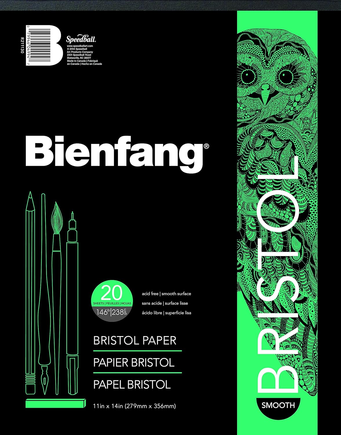 Bienfang Bristol 9-Inch by 12-Inch Paper Pad, Smooth Surface, 20 Sheets: Arts, Crafts & Sewing