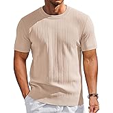 COOFANDY Men's T-Shirts Short Sleeve Knit Shirts Casual Crewneck Ribbed Dress Tee Shirt