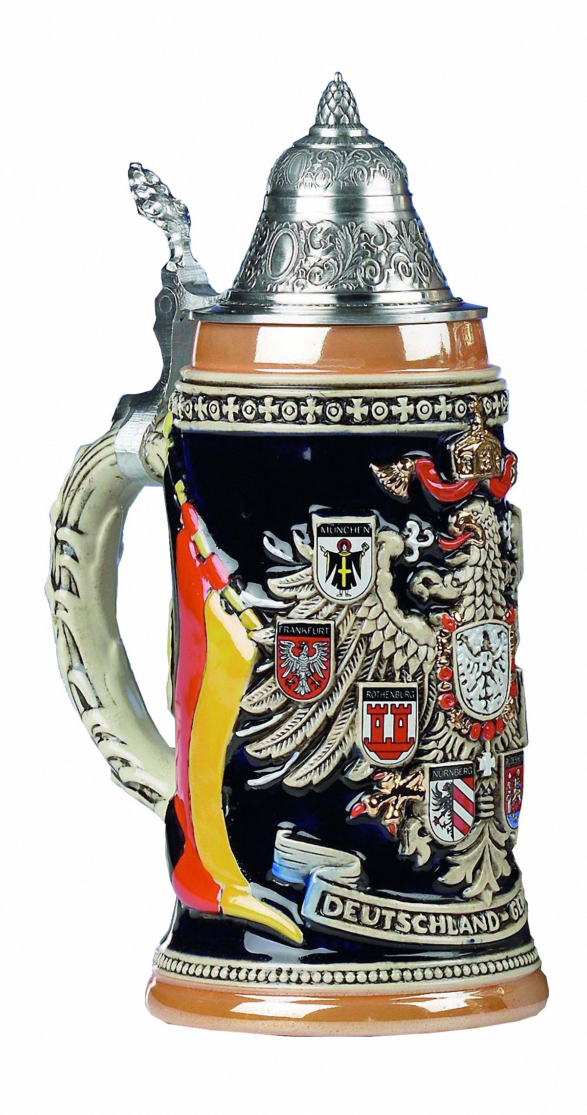 King German Beer Stein Deutschland Coat of Arms Stein 0.75 Liter tankard, Beer Mug KI 1004 0,75L