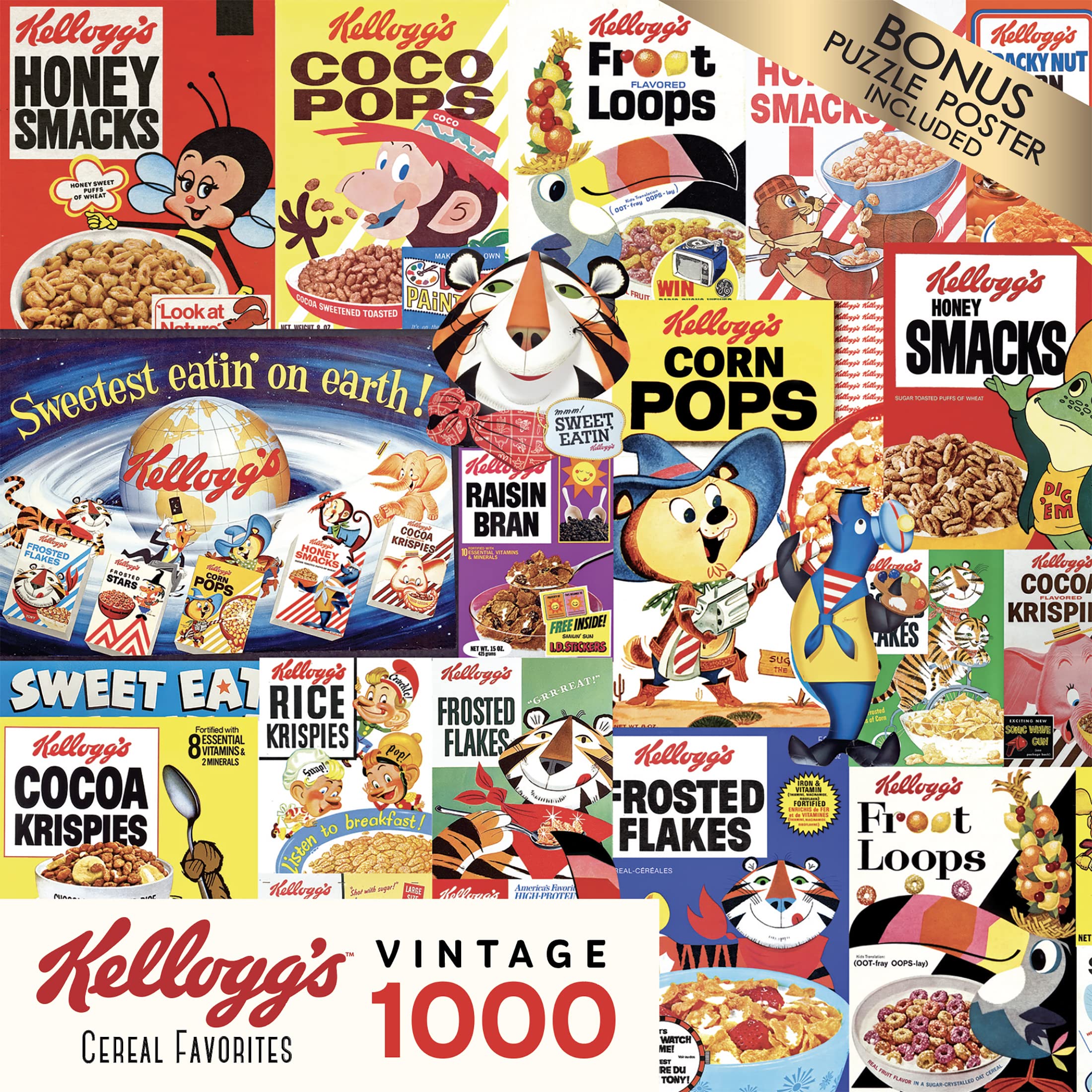 RoseArt - Kellogg's - Cereal Favorites - 1000 Piece Jigsaw Puzzles for Adults