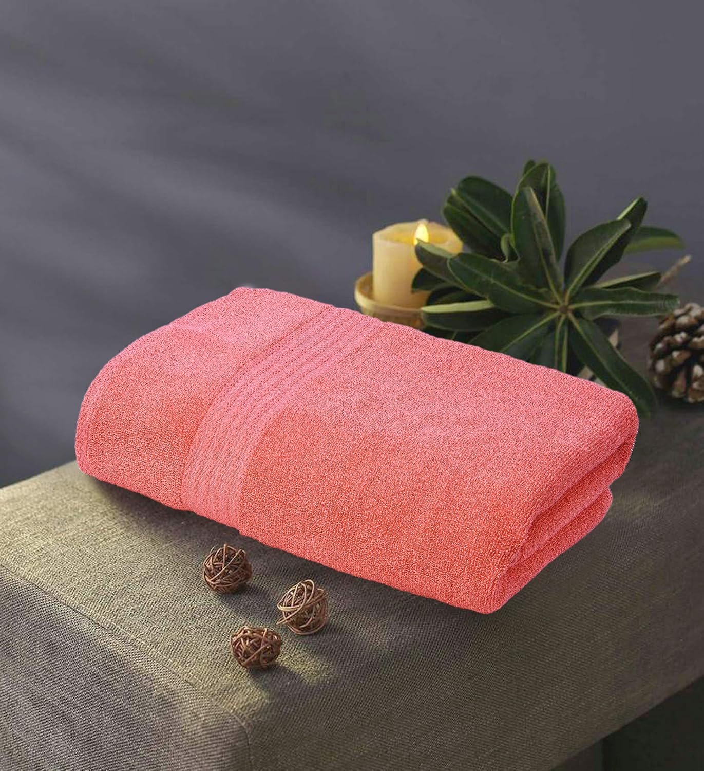 Glamburg Premium Cotton Oversized 2 Pack Bath Sheet 35x70 - 100% Pure Cotton - Ideal for Everyday use - Ultra Soft & Highly Absorbent - Machine Washable - Coral Living: Kitchen & Dining