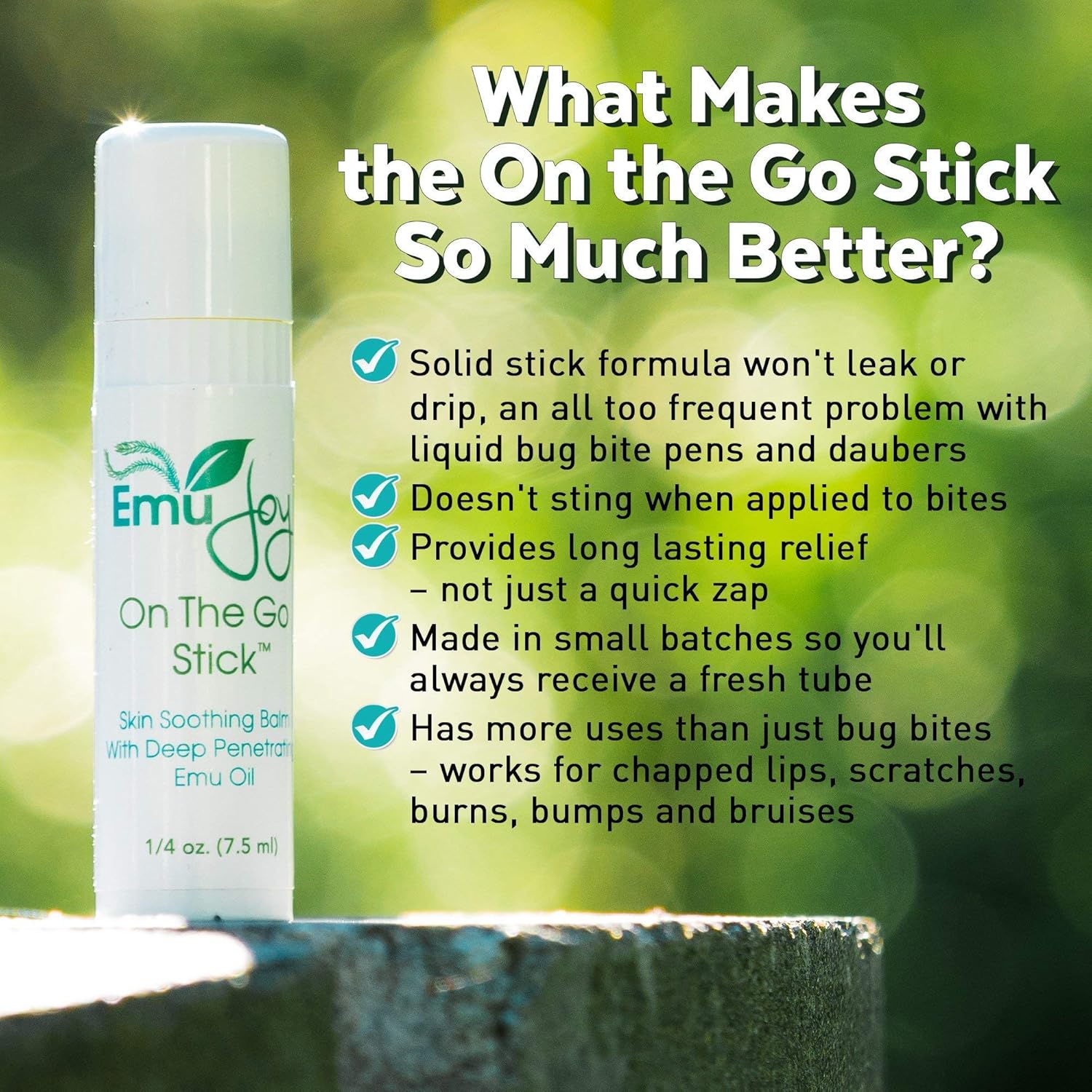 Mosquito Bite Relief - Bug Bite Itch Relief for Kids Baby & Adults - Anti Itch Treatment for Insect Bites Bee Stings Bed Bug Bites - All Natural Emu Joy On The Go Stick: Health & Personal Care