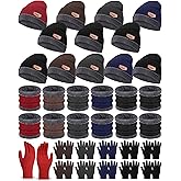 36 Pieces Winter Beanies Neck Warmer Gloves Sets Bulk Knit Skull Cap for Men Women Unisex Adults Homeless