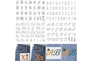 CRASHOT Water Soluble Stabilizer Embroidery Pattern - Letter Alphabet Stick & Stitch Embroidery Paper Wash Away, Number Hand Sewing Patterns for T-Shirt Bag Towel (4 Sheets)