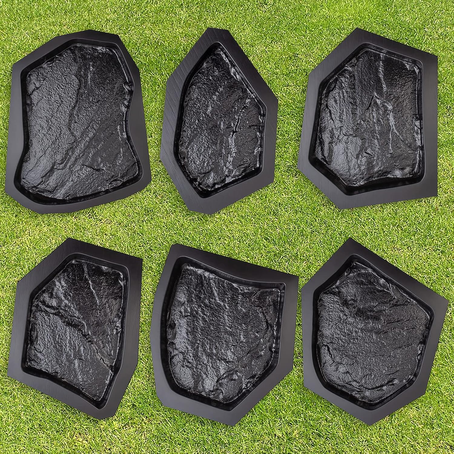 Hardscaping Materials - Betonex 6 pcs Flagstone Molds ABS 2mm Cement Mold - Paver Mold Reusable, Paving DIY Stepping Stone Mold - Casting Pathmaker Garden Pathmate Pavement Precast Concrete Molds and Forms Walkway