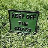 Garden Ornaments Cast Iron Keep Off The Grass Sign Green Black 23cm view 3