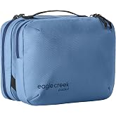 Eagle Creek Pack-It Trifold Toiletry Kit, Blue Dawn | Dopp Kit Toiletry Organizer with Padded Interior, Durable Hanging Hook and Large Compartments, Water-Resistant and Washable