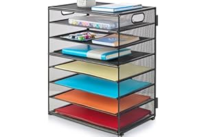 Delifox 8-Tier Paper Letter Tray Organizer for Desk, Mesh File Holder Organization Document Storage for School Office Home