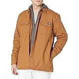 dickies men's relaxed fit hooded duck quilted shirt jacket