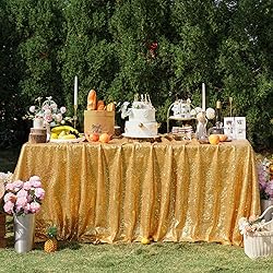 Trlyc Gold Sequin Tablecloth - 60x84inch Glitter