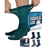 Doctor's Select Diabetic Socks for Men - 4 Pairs Crew Diabetic Neuropathy Socks for Men | Diabetic Socks for Men 9-12