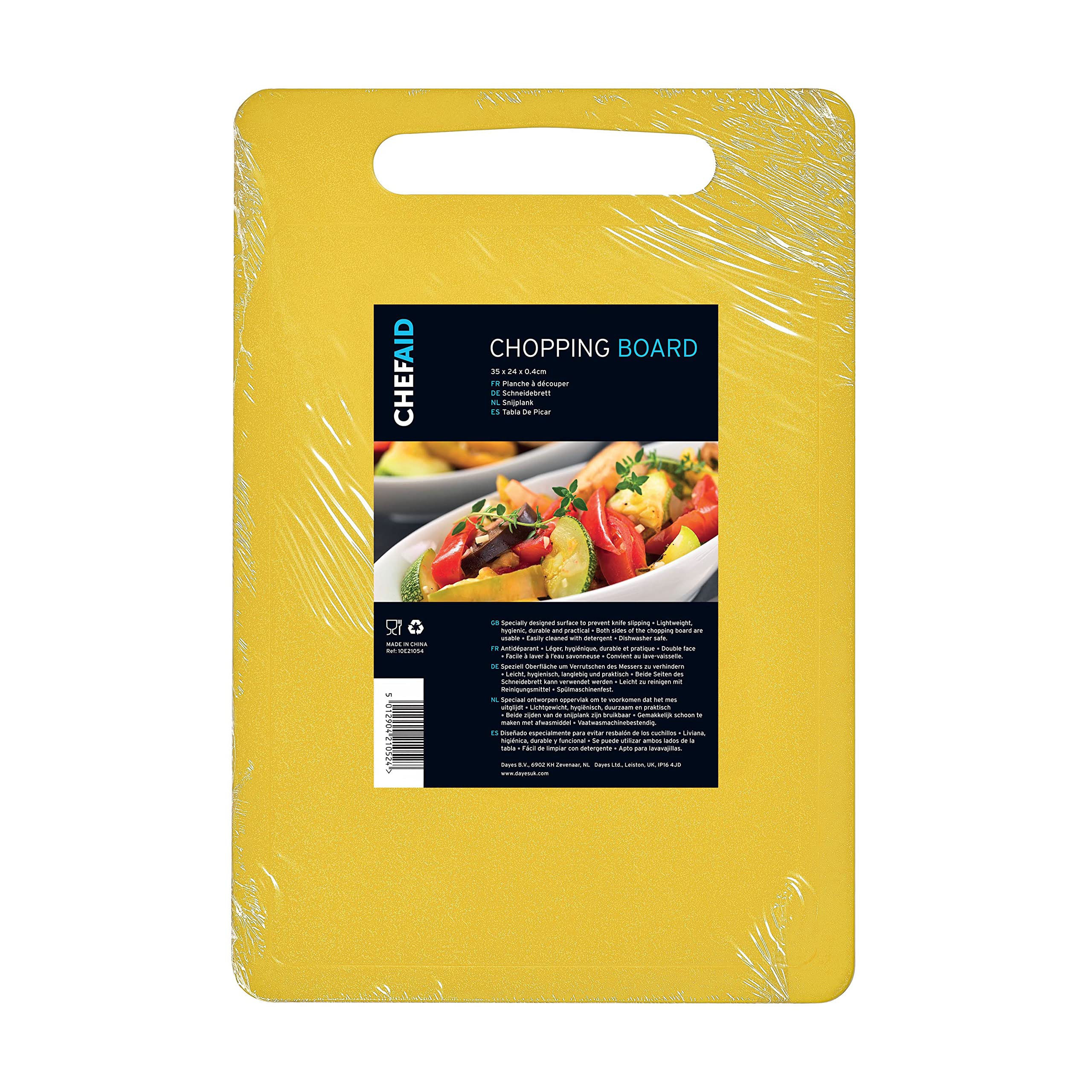 Chef Aid Yellow Poly Chopping Board, Multipurpose Anti-Slip Surface, Easy Clean and Dishwasher Safe with Handle, 35x25cm, Other Colour Options Available โ image 1