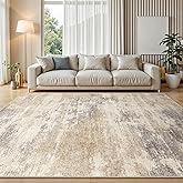 Washable Abstract 8x10 Area Rug: Low Pile and Non-Slip Rubber Backing Modern Large Soft Stain-Resistant Carpet for Living Roo
