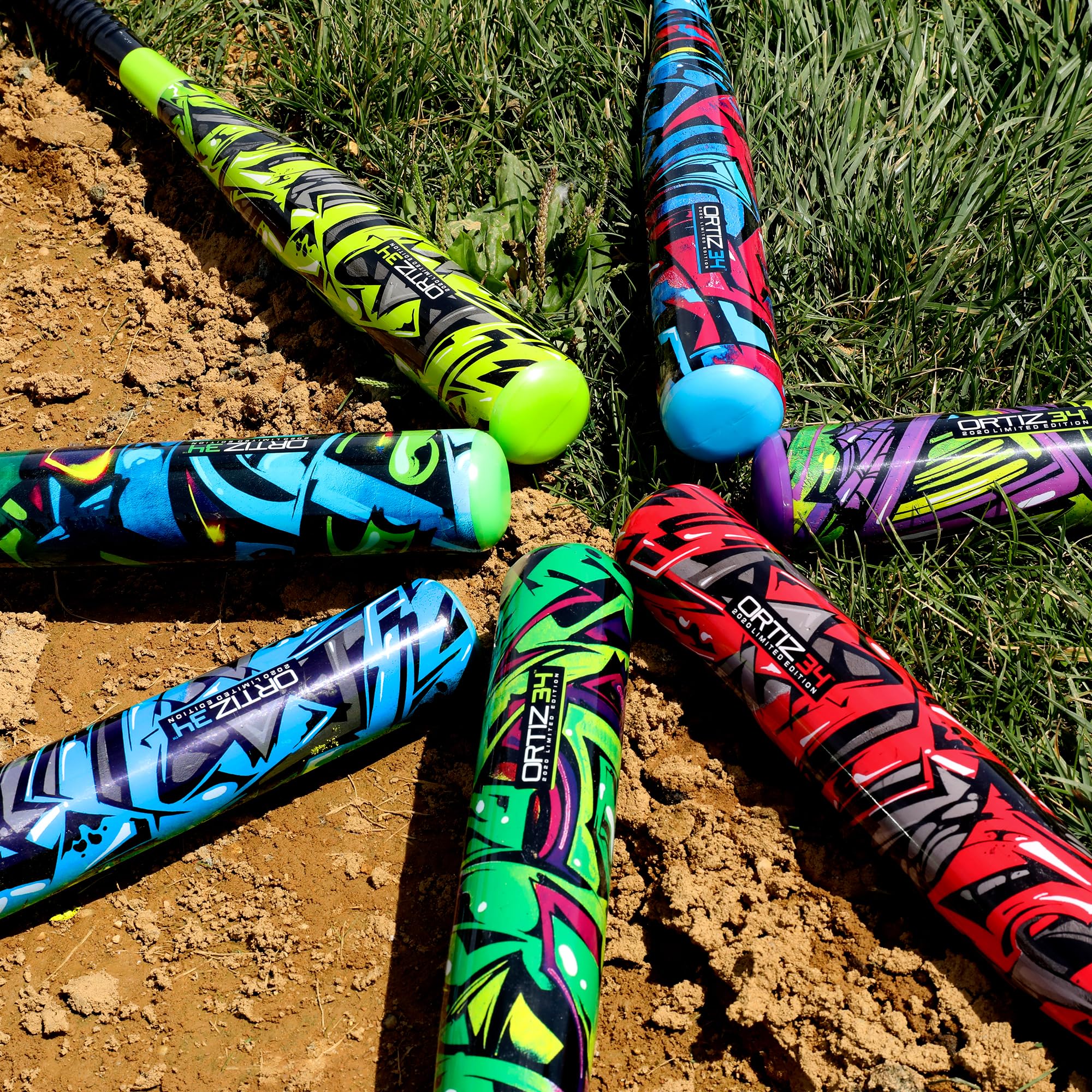 Bat & Ball Set - Graffiti Plastic Bat & Ball Homerun Set- David Ortiz Backyard Baseball Set for Youth, Kids, Teenagers, Adults