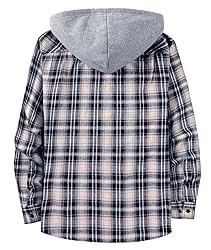 ZITY Men's Flannel Hoodie Shirts Casual Button Down