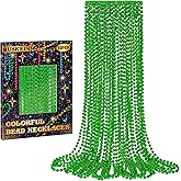 Huskein St Patricks Day Necklace, 12 PCS Mardi Gras Beads Bulk, 33 Inches Round Beads Necklaces Accessory Set, Christmas Parade Throw Accessories for Mardi Gras St. Patricks Party Supplies