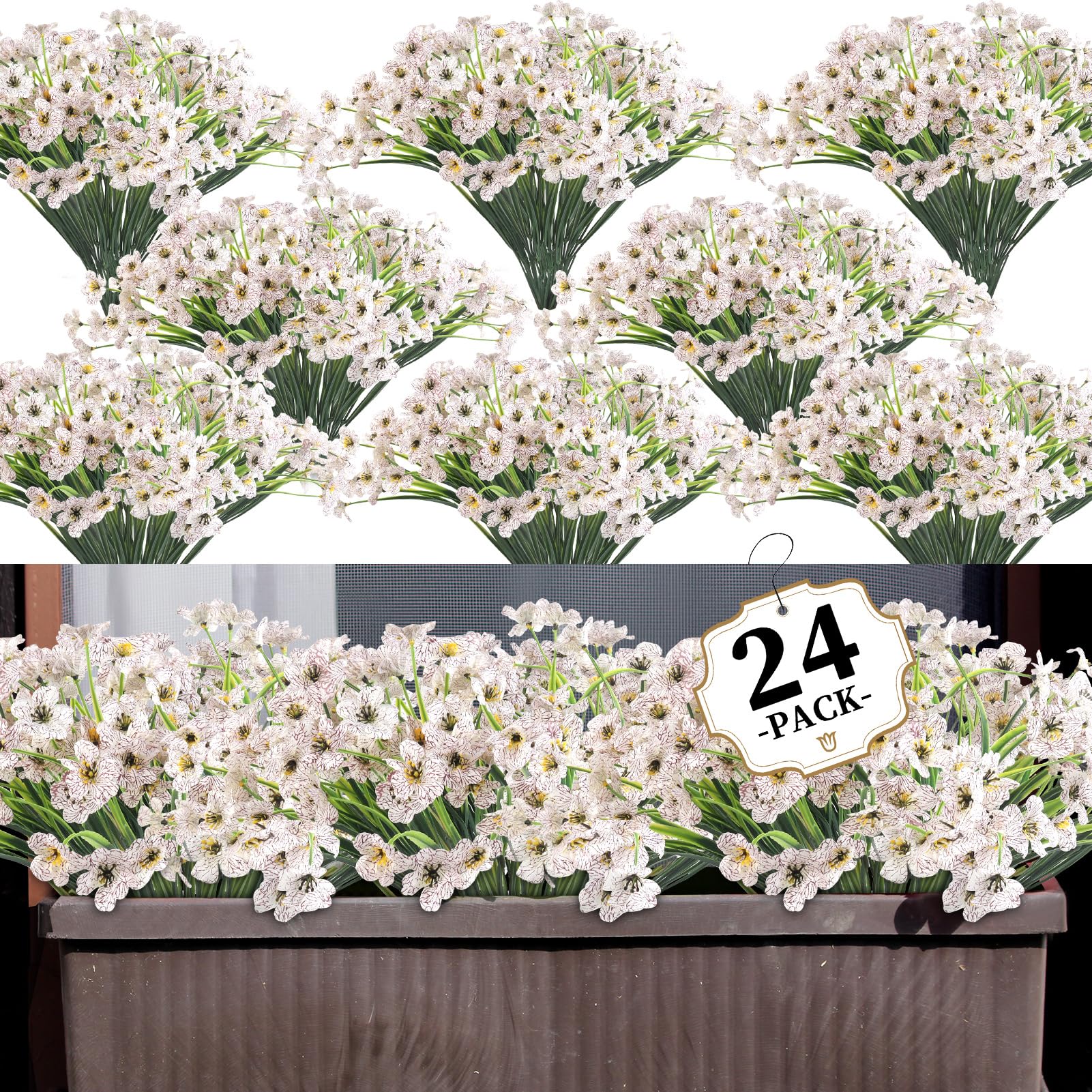ColoPlay 24 White Bundles Artificial Flowers for