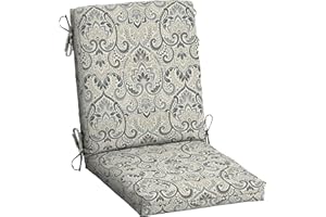 ARDEN SELECTIONS Arden Outdoor Dining Chair Cushion, 20 in x 20 in, Weather-Proof, Rain-Proof, Fade Resistant Patio Cushion for Patio, Dining, or Rocking Chairs 20 x 20, Neutral Aurora Damask