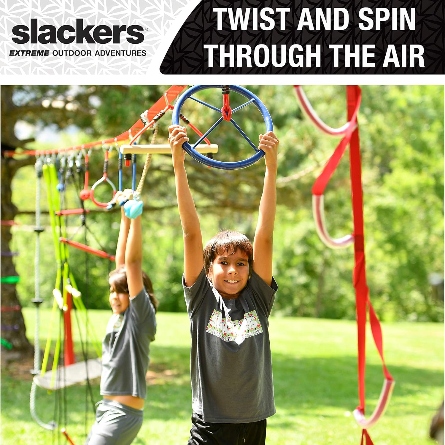 Slackers Ninja-Wheel - Outdoor Ninja Warrior Training Equipment For Kids - Easily Attaches To Your Ninjaline Obstacle Course - The Prefect Addition To Your Outdoor Play Equipment!: Toys & Games
