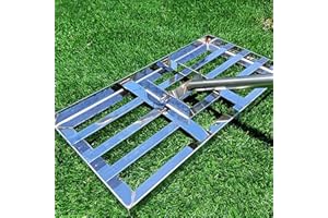 MOVUED Lawn Leveling Rake, 30"x10" Leveling Rake with Handle, 304 Stainless Steel Leveling Rake, Adjustable Long Handle Pole, for Garden, Backyard, Golf Couse, Soil, Sand Dirt, Sand Gravel