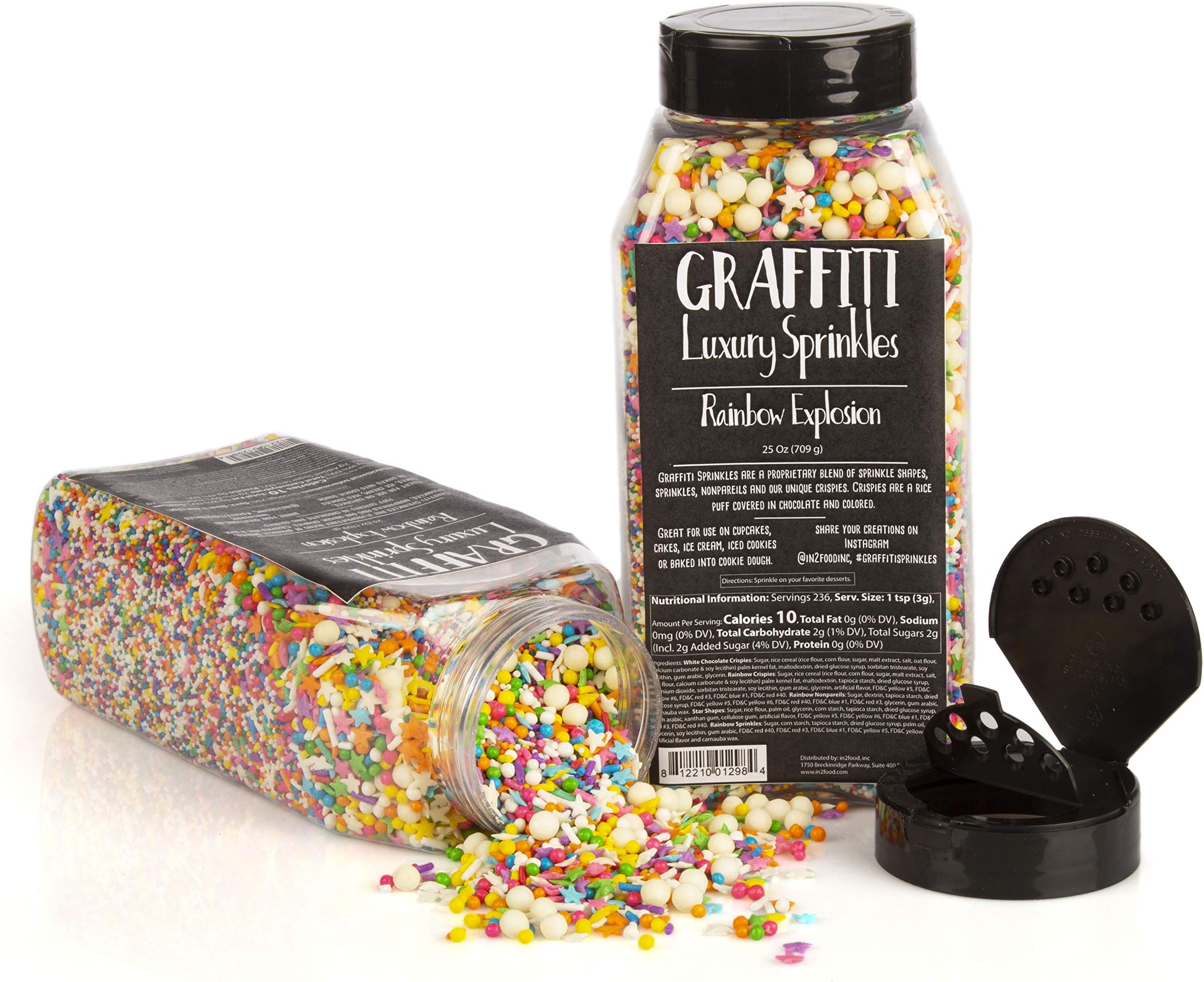Edible Decorations for Baking, Ice Cream, Cake Decorating by Graffiti Sprinkles | Rainbow Explosion |32 oz Shaker Bottle