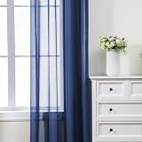 CUCRAF Transparent Curtains with Eyelets 245x140 cm Set of 2 Blue Linen Look view 2