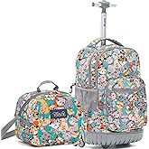 NEW TILAMI Kids 18 inch Rolling Backpack - Durable Waterproof Large Capacity Adjustable Handle Stair Climbing Design for Boys & Girls, Cats Cute