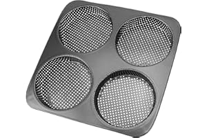 BuleVina 5 Inch Hamburger Bun Pan, Non-Stick Carbon Steel Bread Mold, 4 Cavity Cup Big Baking Pan for Homemade Hamburger Buns
