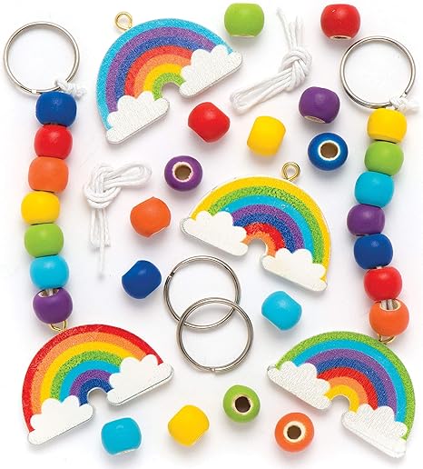Baker Ross Ar434 Schlusselanhanger Und Taschenschmuck Bastelsets Regenbogen Aus Holz Fur Kinder Zum Dekorieren Kreative Bastelsets Fur Kinder 4 Stuck Amazon De Kuche Haushalt