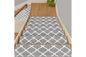 GOYLSER Non Slip Carpet Stair Treads - for Wooden Steps with Double Adhesive Tape Set of 15, Grip Tape Anti Slip Tape for Stairs, Indoor Stair Carpet Covers Runner Rugs Mats, 8"X30"