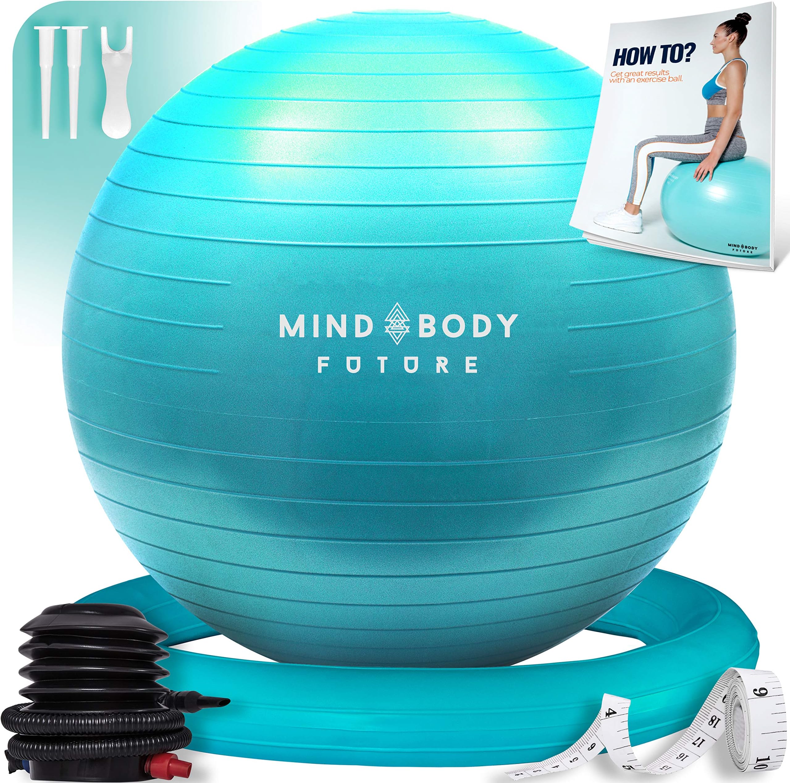 Mind Body Future Exercise Ball & Stability Ring. Anti-Slip & Anti-Burst For Safety. Ideal for Yoga, Pilates or Birthing Therapy